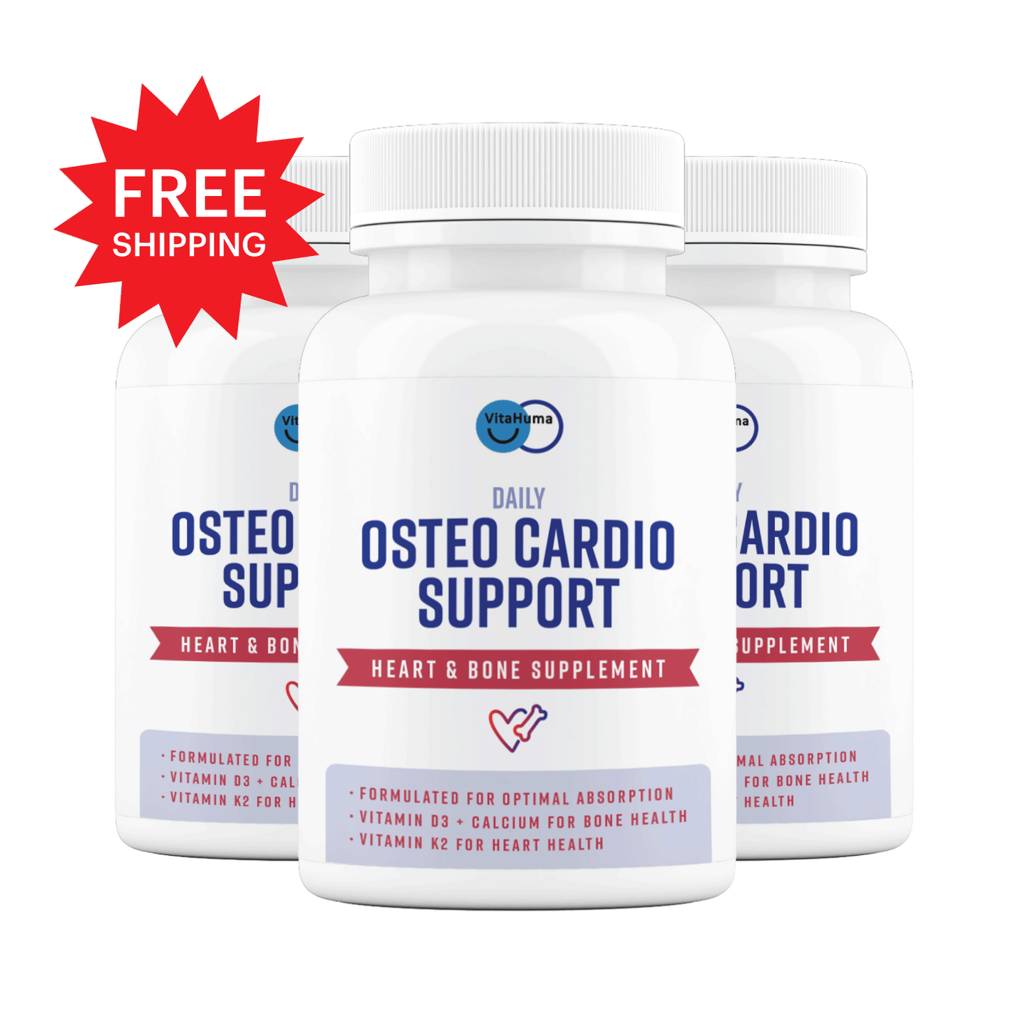 Osteo Cardio Support Vitamin D3 Capsules - 3 Bottles